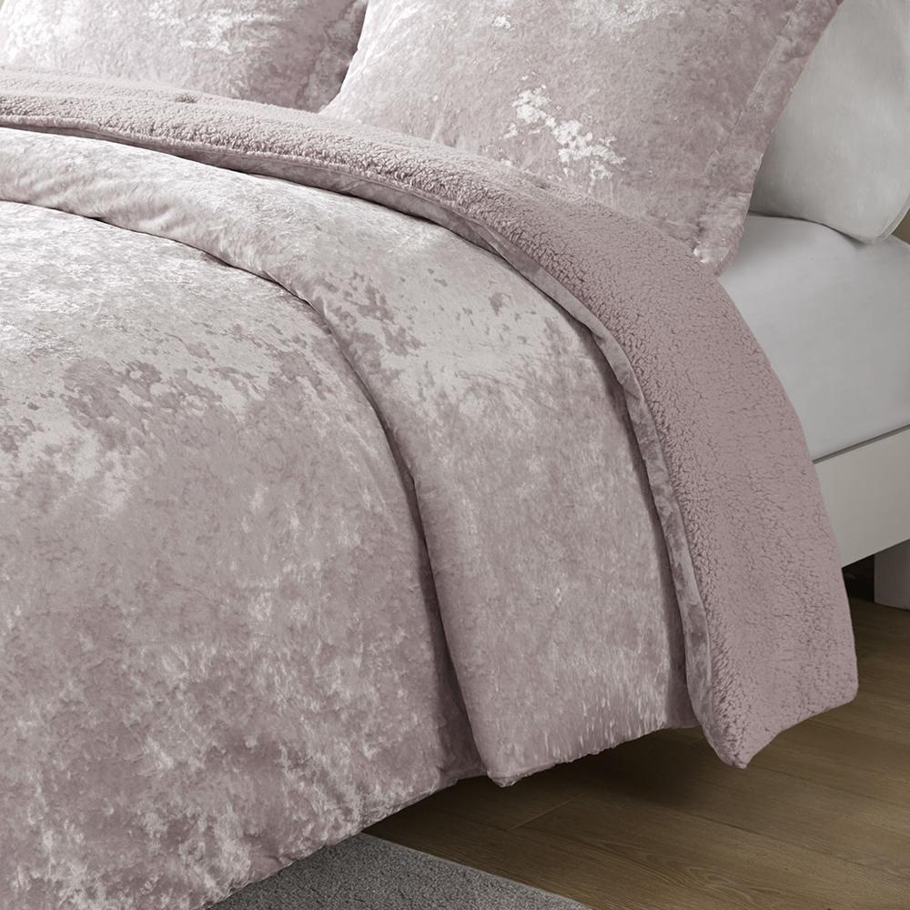 Crushed Velvet Sherpa Reversible Comforter Set. Picture 5