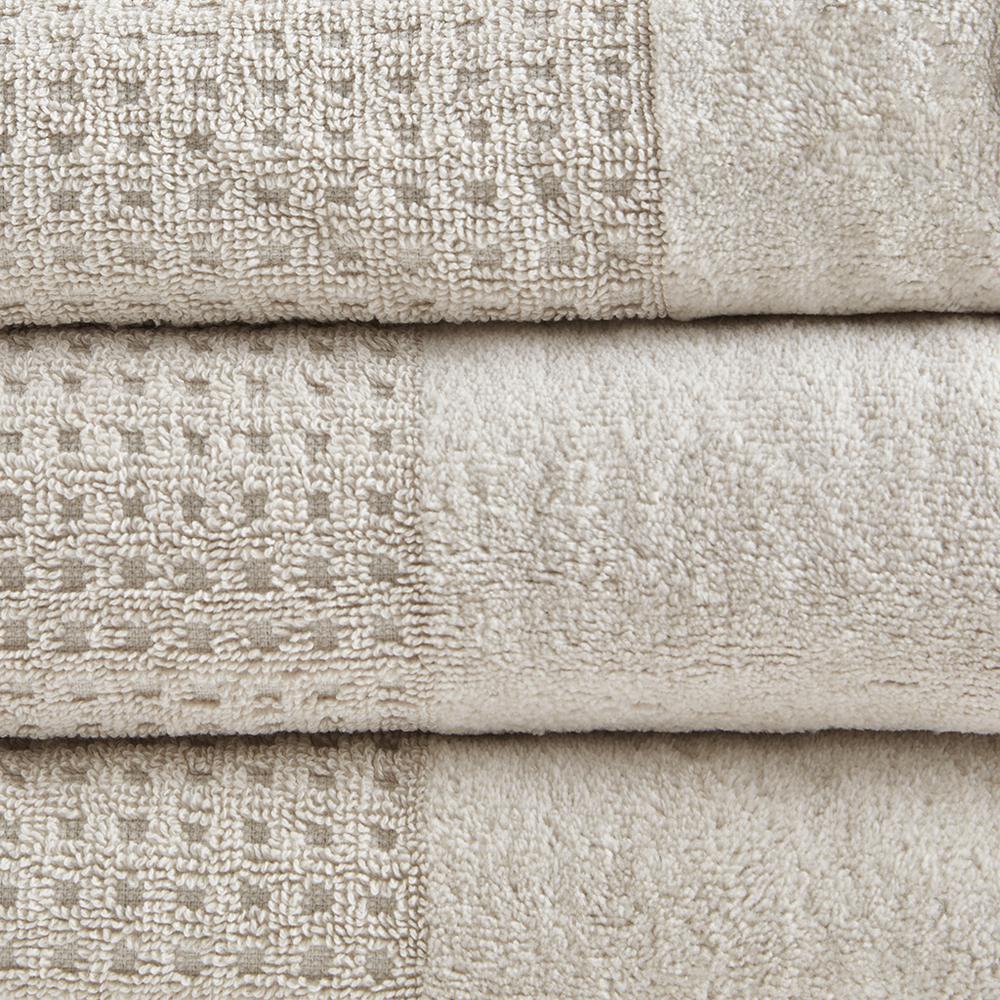 Cotton Waffle Jacquard Antimicrobial Bath Towel 6 Piece Set. Picture 1