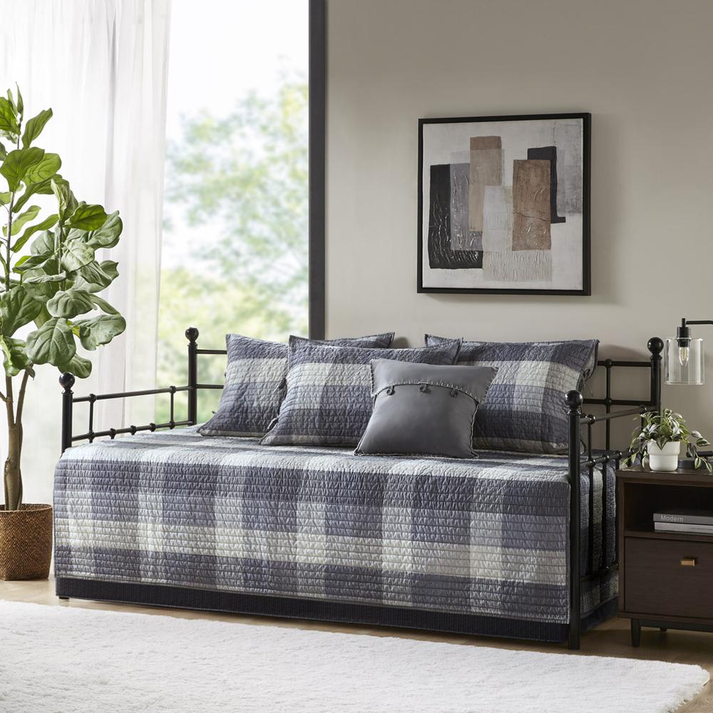 6 Piece Reversible Plaid Daybed Cover Set. Picture 5