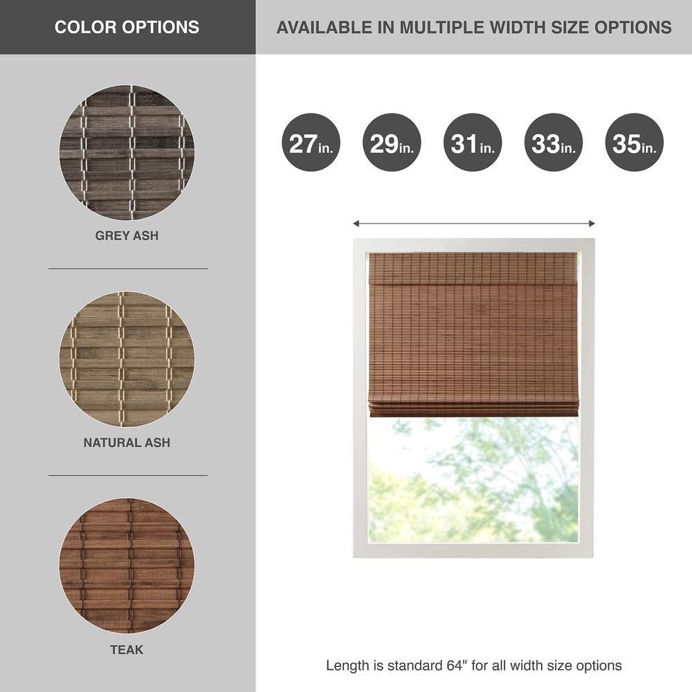 Bamboo Light Filtering Roman Shade 64"L. Picture 2