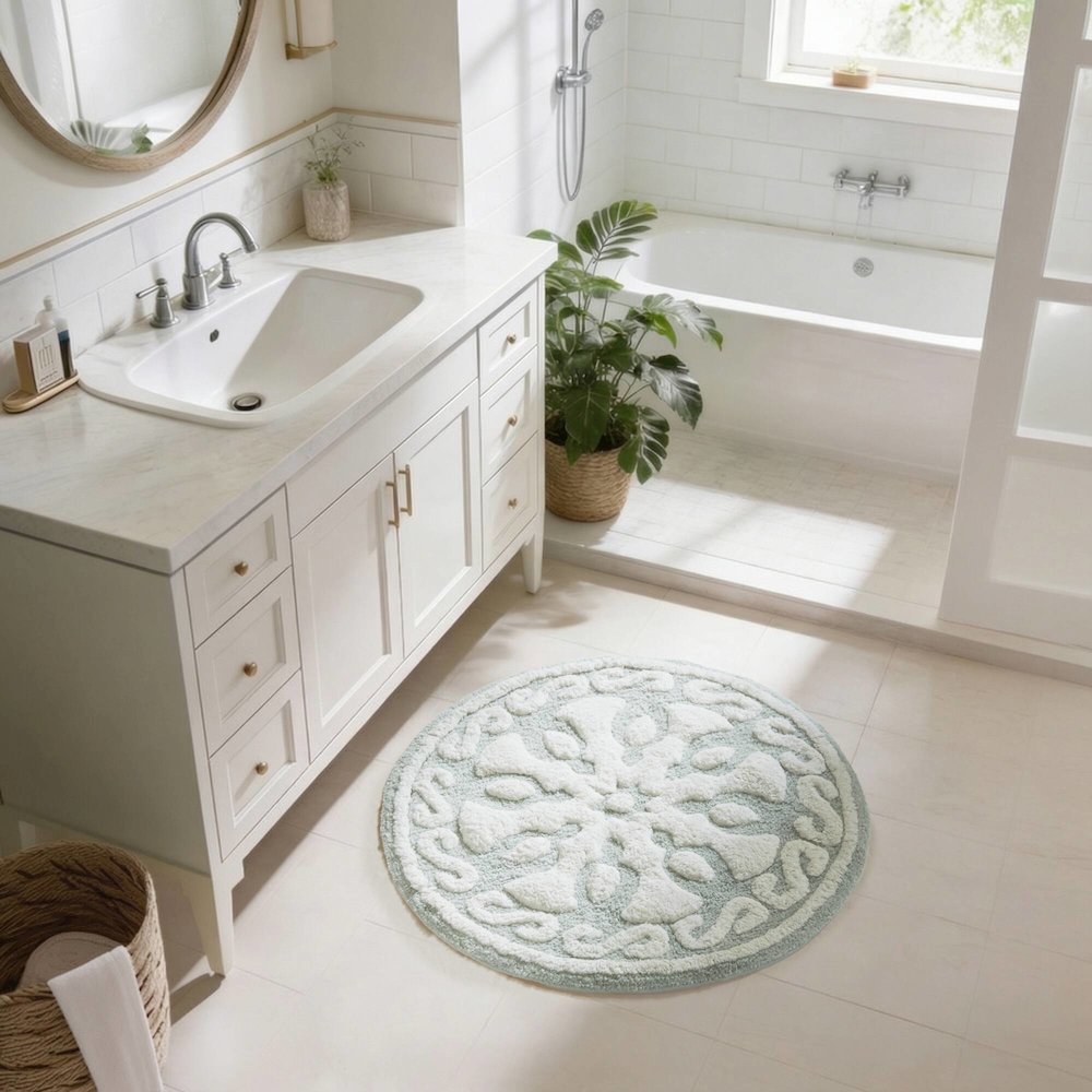 Casablanca Medallion Cotton Tufted Bath Rug. Picture 3