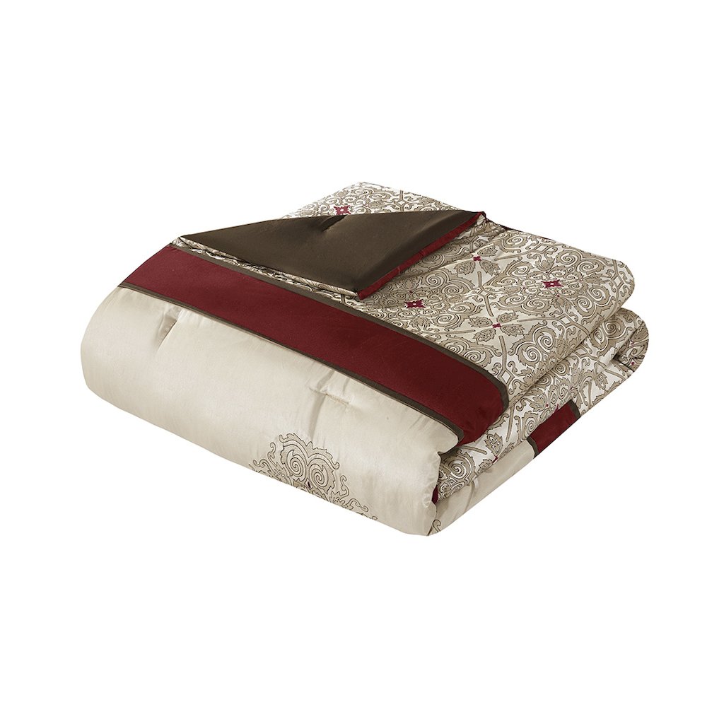 7 Piece Jacquard Comforter Set with Throw Pillows. Picture 1