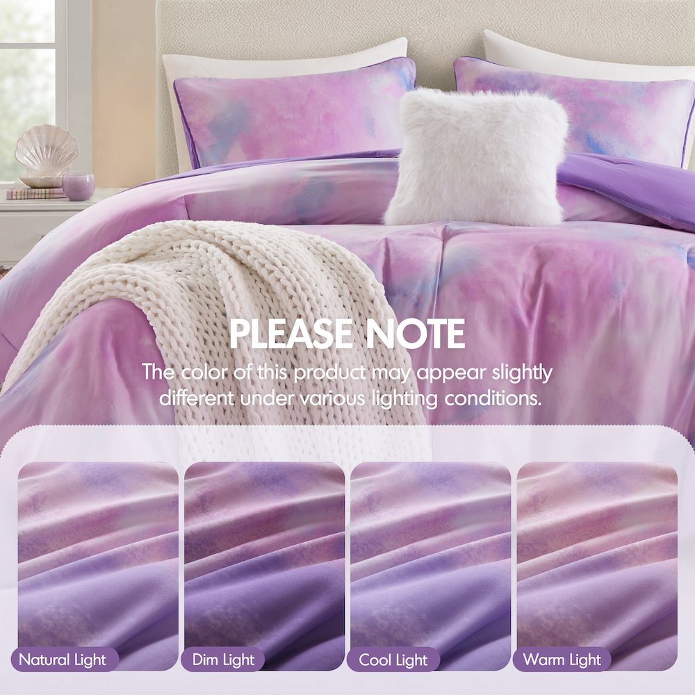 Cassiopeia Watercolor Tie Dye Printed Comforter Set with Throw Pillow. Picture 3