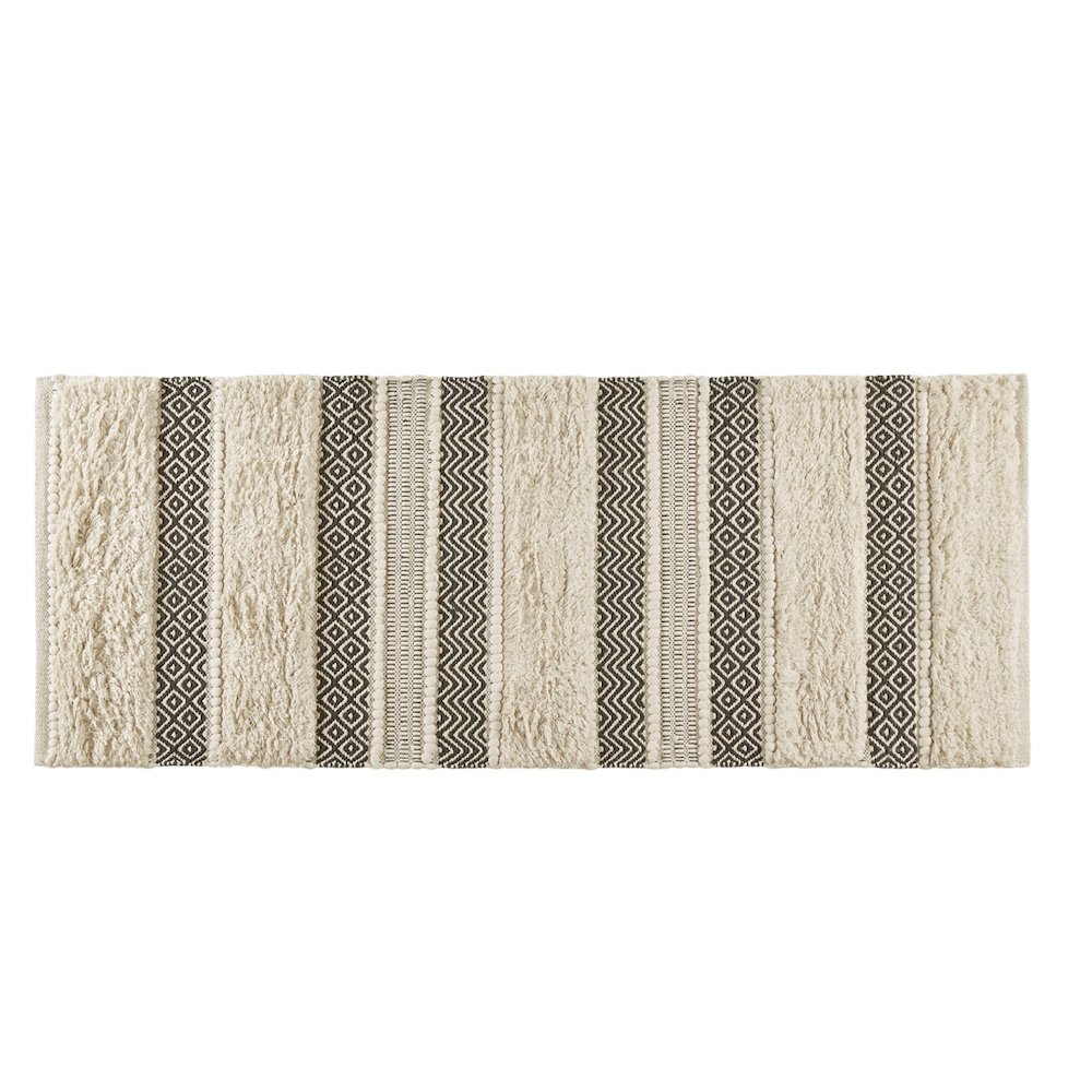 Woven Texture Stripe Bath Rug. Picture 1