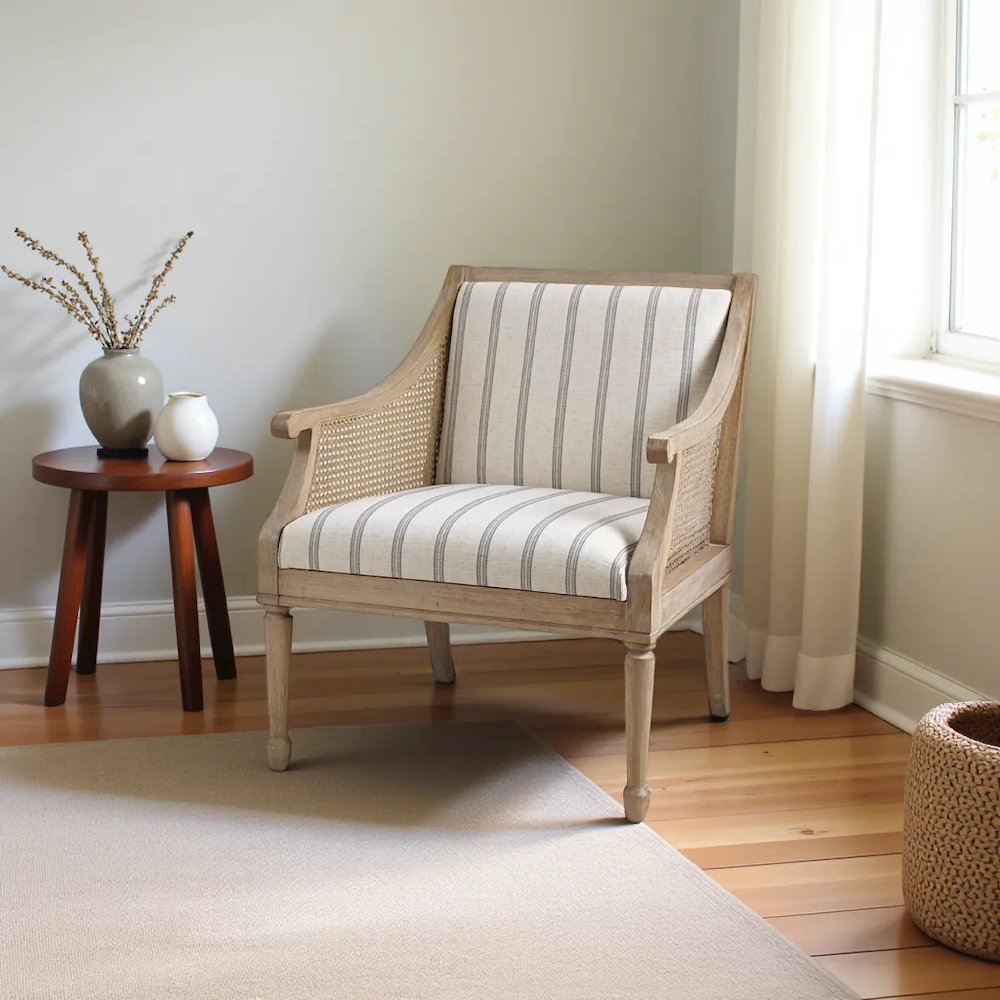 Elegant Beige Wingback Recliner Chair – Classic Push Back Armchair. Picture 3