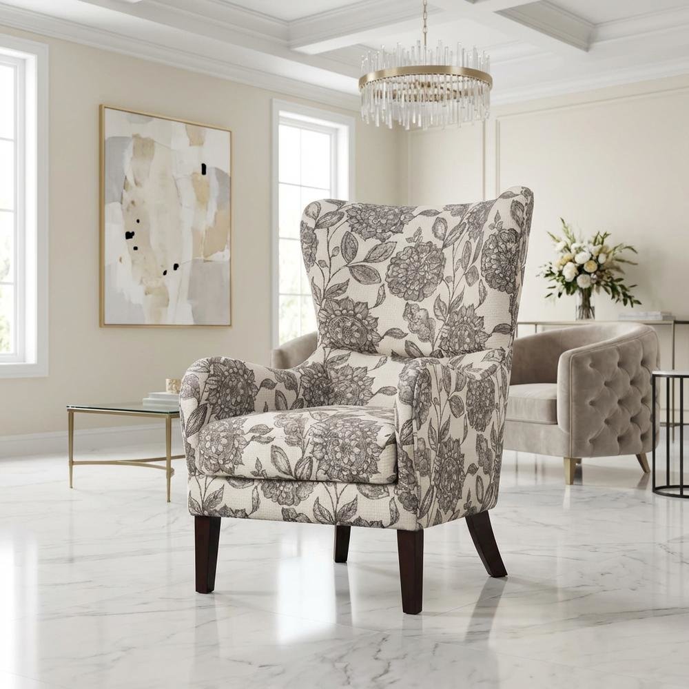 Winged Swoop Accent Armchair with Elegant Design and Comfortable Frame. Picture 7