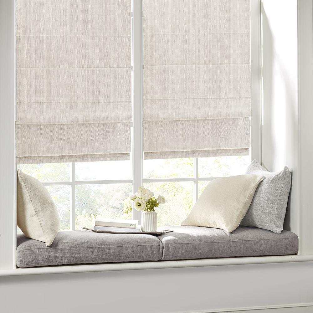 Basketweave Room Darkening Cordless Roman Shade. Picture 2