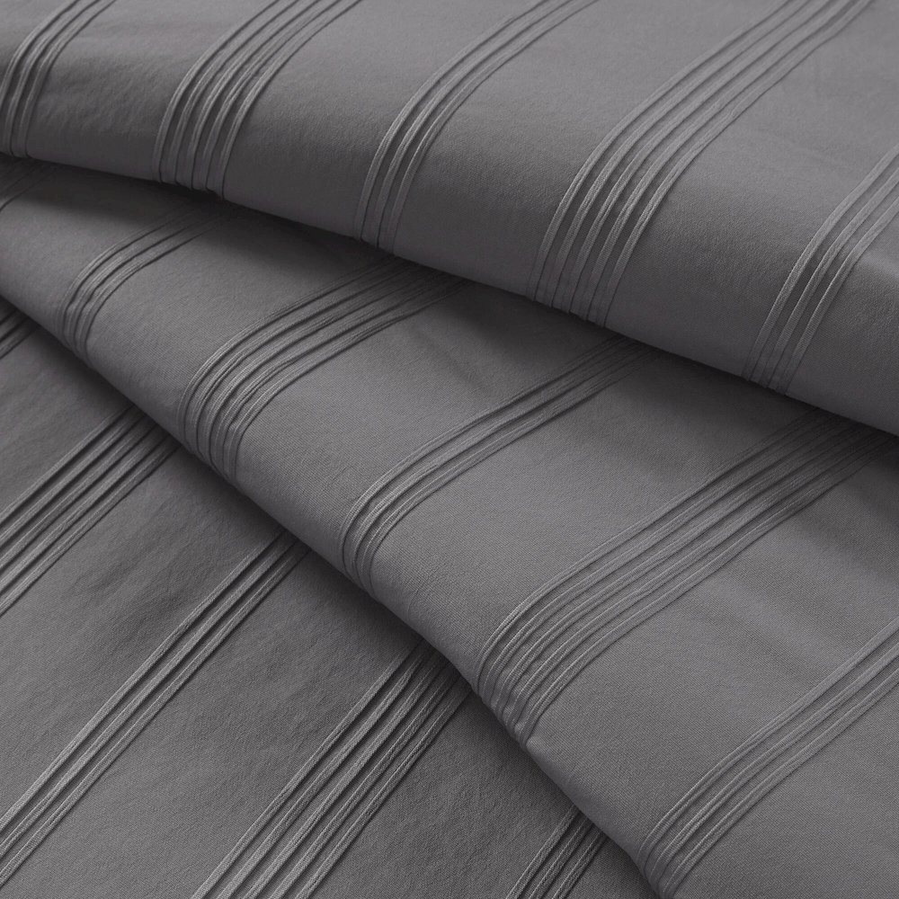 Logan Woven Striped Comforter Set, Charcoal color. Picture 3