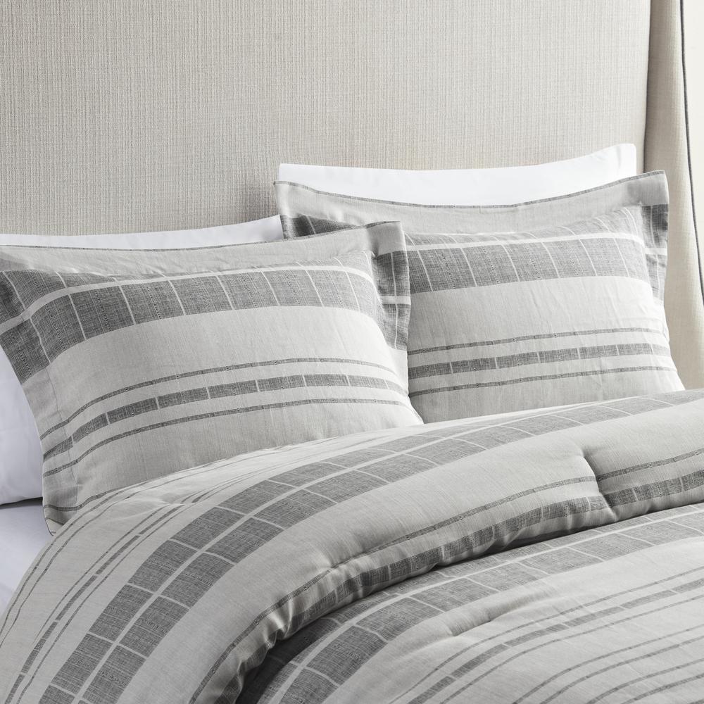 4 Piece Stripe Comforter Set with Throw Pillow. Picture 3