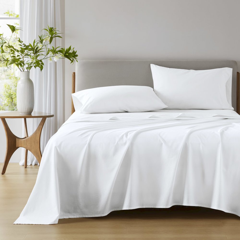 Cotton 144TC 100% Cotton Solid Sheet Set, White color. Picture 1