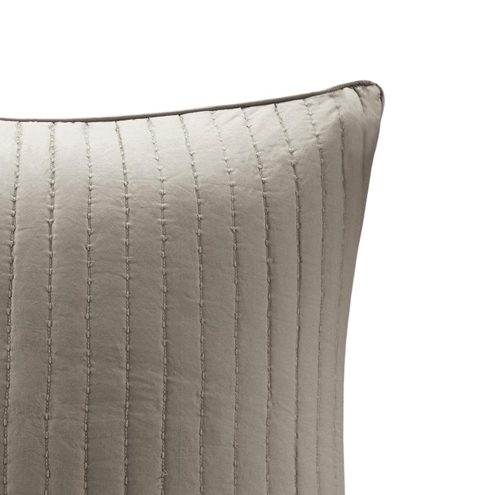 Camila Cotton Quilted Euro Sham, Taupe color. Picture 4