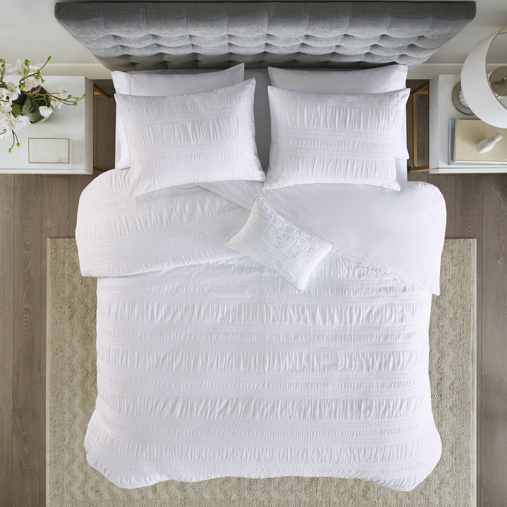 4 Piece Cotton Seersucker Duvet Cover Set. Picture 3