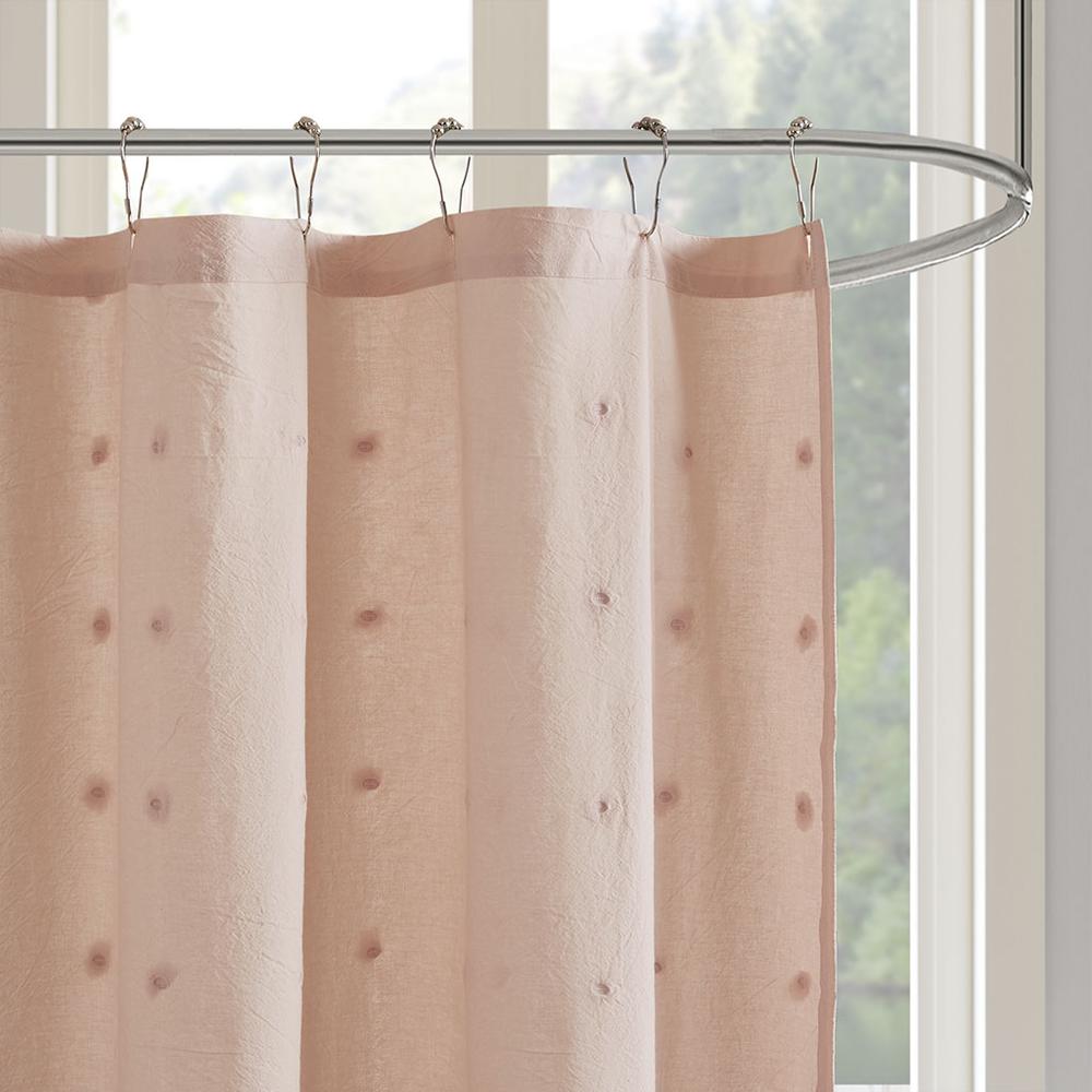 Brooklyn Cotton Jacquard Pom Pom Shower Curtain. Picture 5