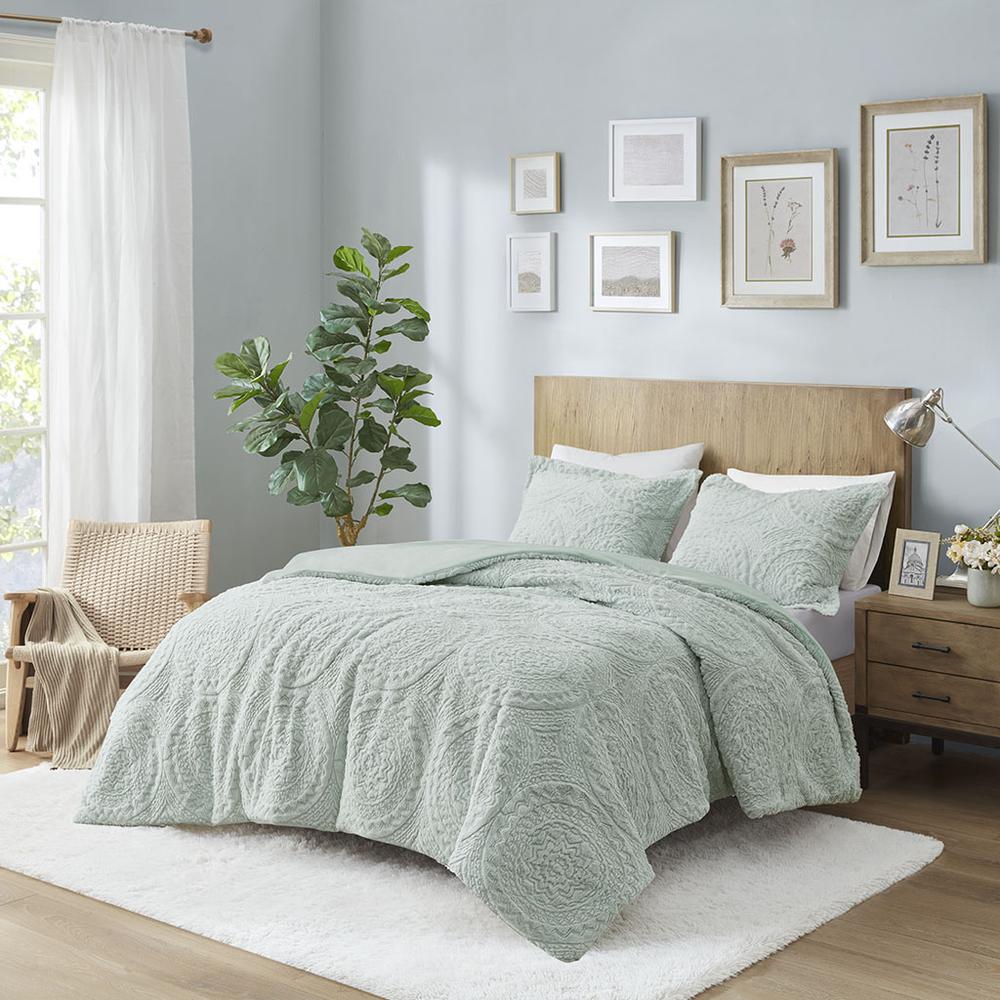 Embroidered Medallion Faux Fur Ultra Plush Comforter Mini Set. Picture 4