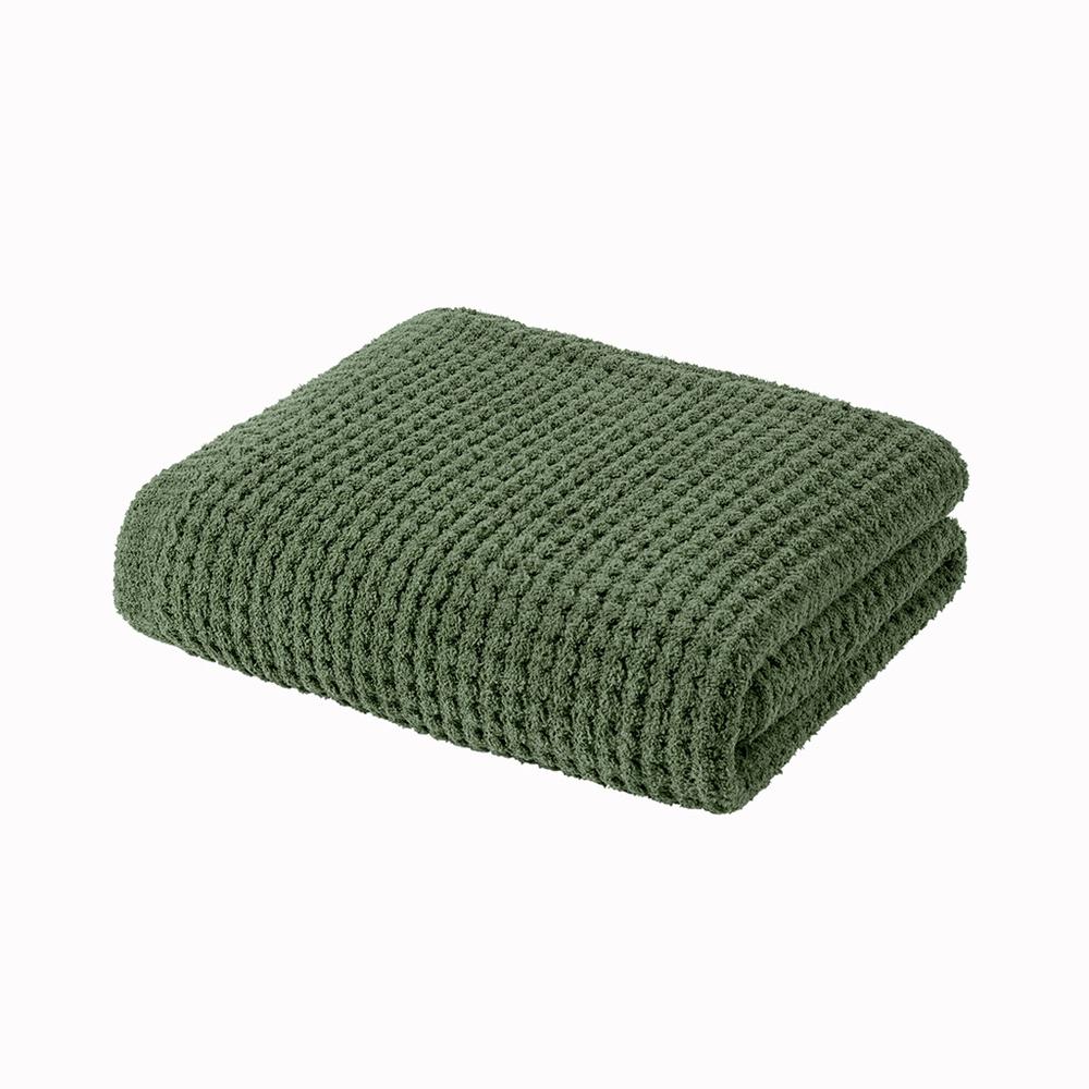 Rowan Waffle Knit Chenille Throw, Green color. Picture 1