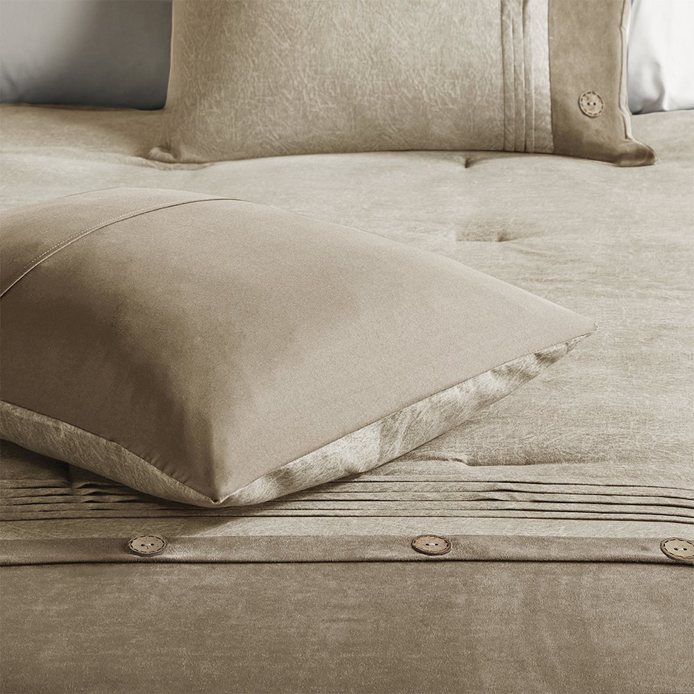 7 Piece Faux Suede Comforter Set. Picture 1