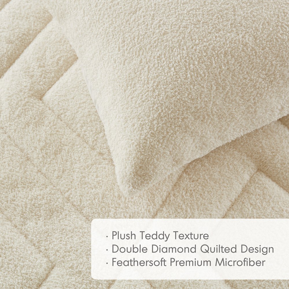 Double Diamond Quilted Teddy Comforter Set. Picture 5