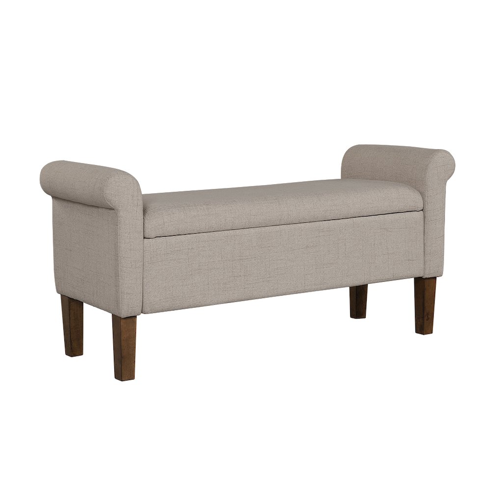 Aubrey Upholstered Storage Bench, Cream color. Picture 1