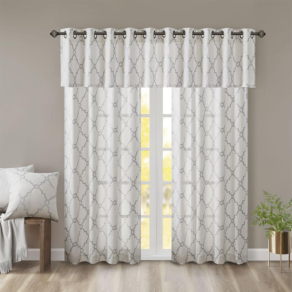 Fretwork Print Grommet Top Window Valance. Picture 2