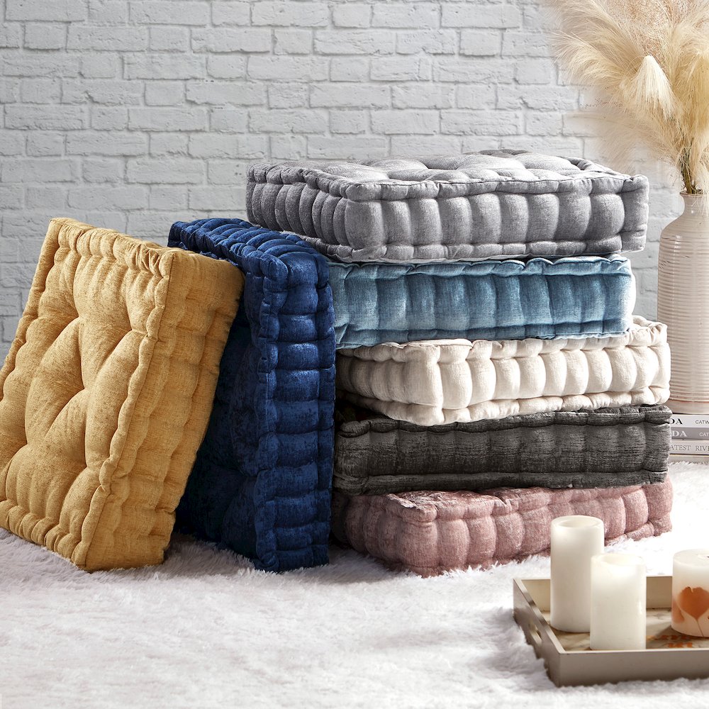 Azza Poly Chenille Square Floor Pillow Cushion Compress Pack. Picture 4