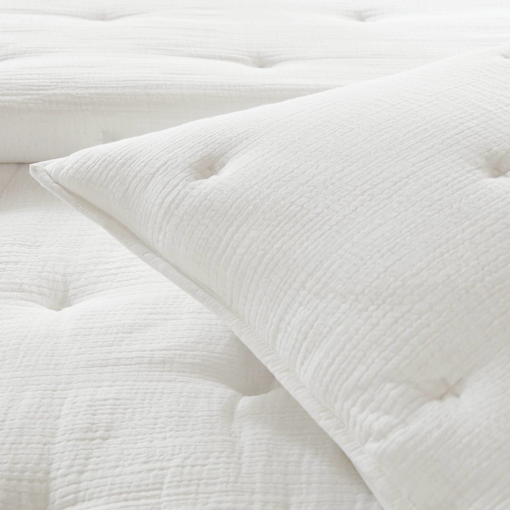 Breeze Cotton Gauze  Embroidered Euro Sham, White color. Picture 5