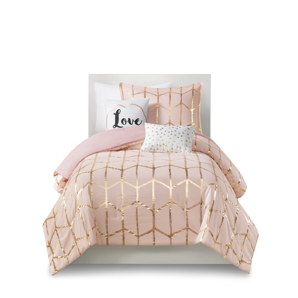 Raina 100% Polyester Brushed Microfiber Printed Comforter Set. Picture 4