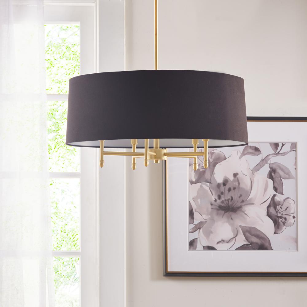 5-Light Black Drum Shade Chandelier. Picture 4