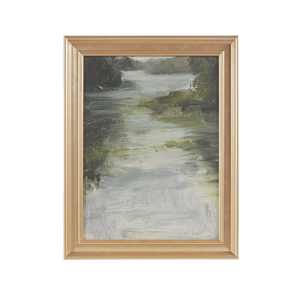 Abstract Landscape Framed Glass Wall Art. Picture 1