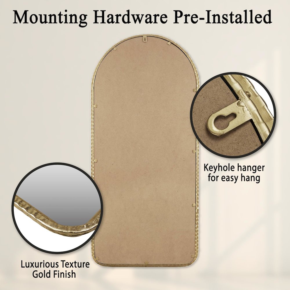 Gold Metal Arch Wall Mirror. Picture 4