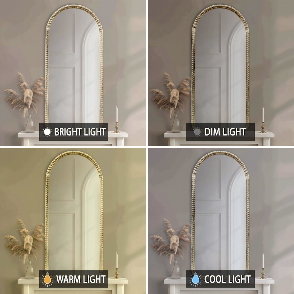 Gold Metal Arch Wall Mirror. Picture 6