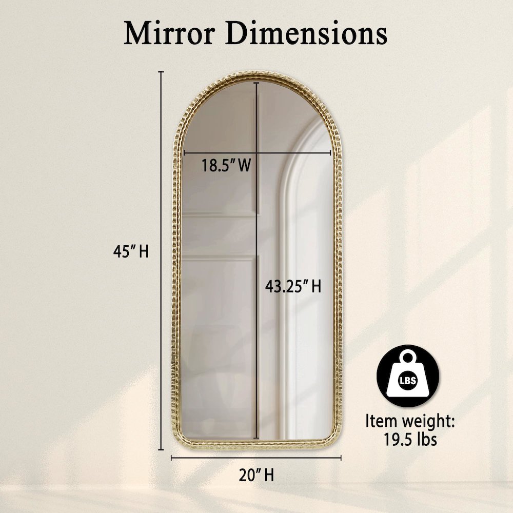 Gold Metal Arch Wall Mirror. Picture 7