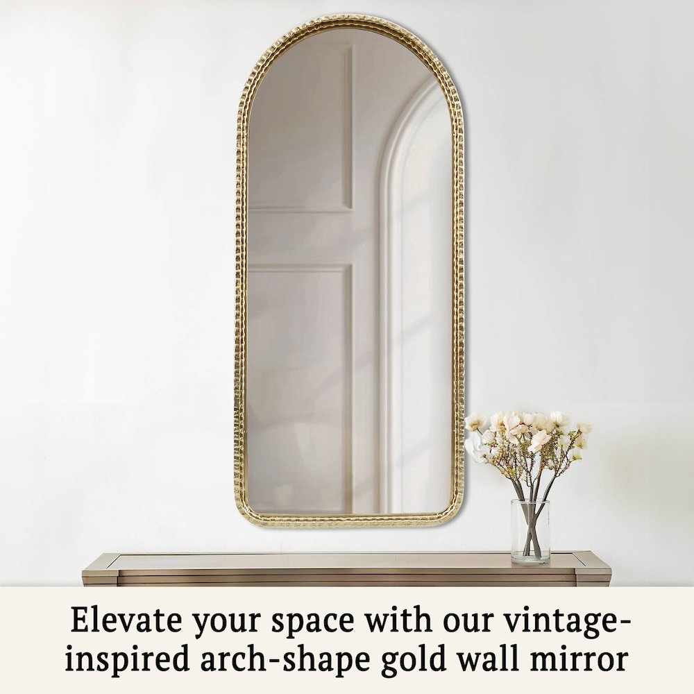 Gold Metal Arch Wall Mirror. Picture 3