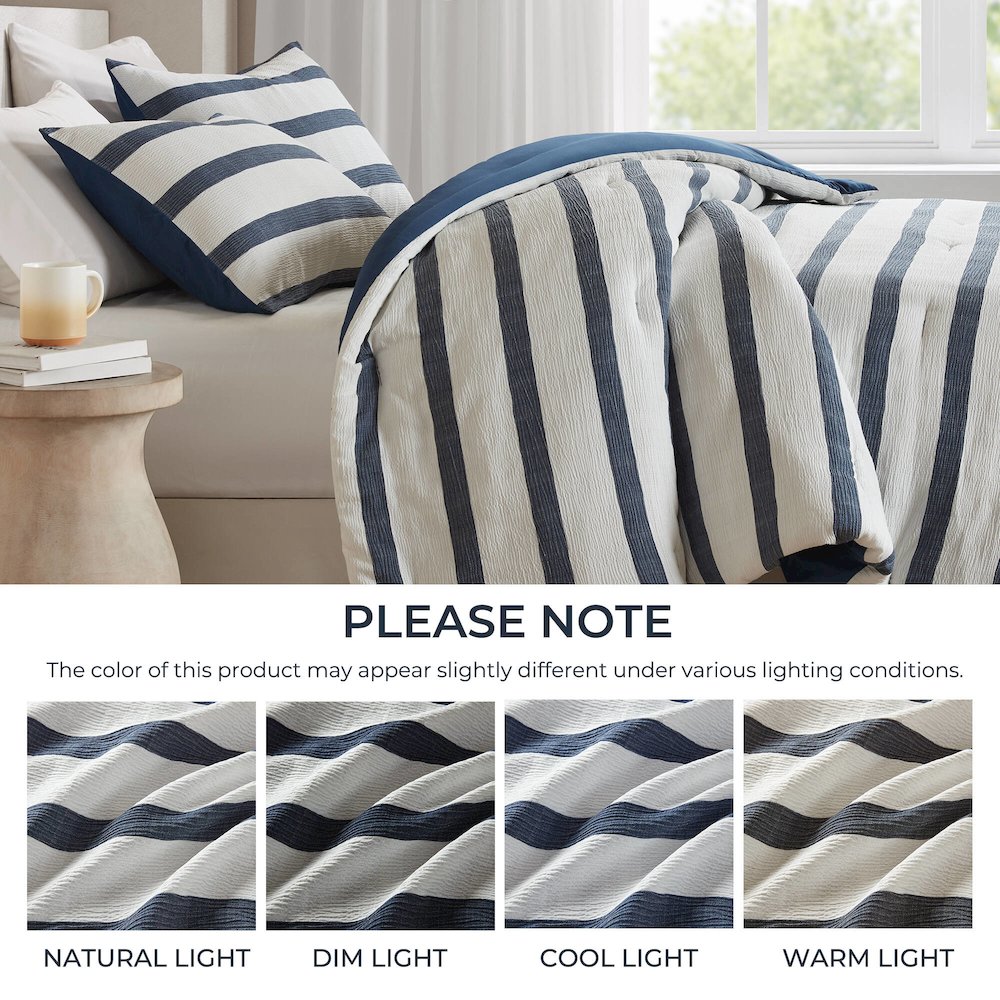 Merritt Yarn-dyed striped comforter, Blue color. Picture 3