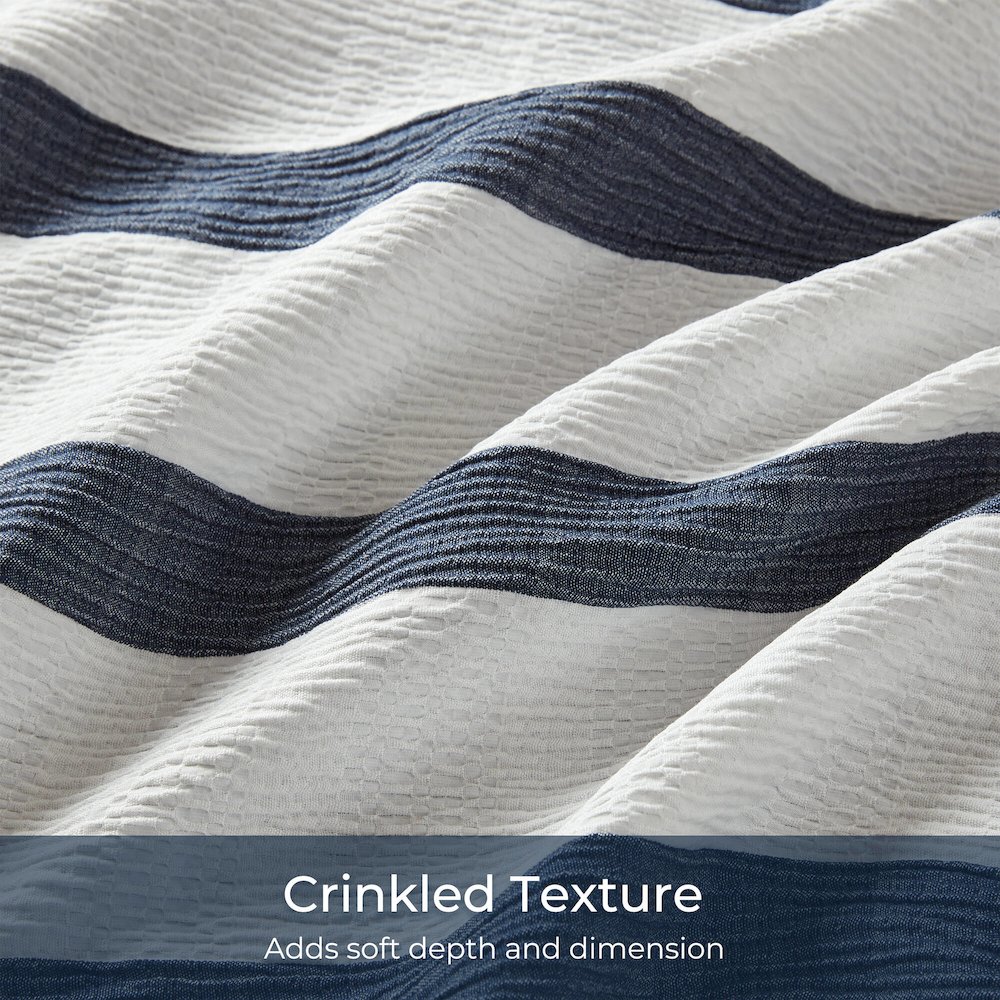 Merritt Yarn-dyed striped comforter, Blue color. Picture 4