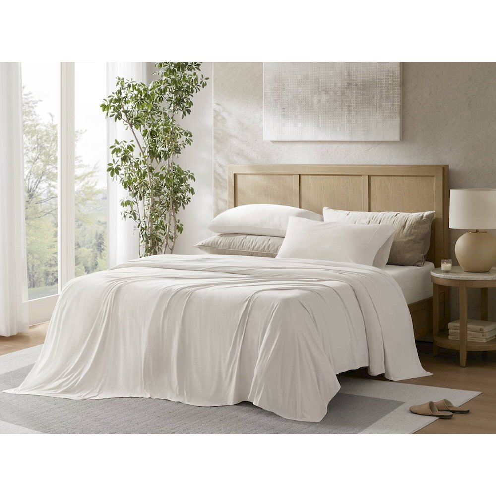 Stretch Jersey Sheet Set, White color. Picture 4