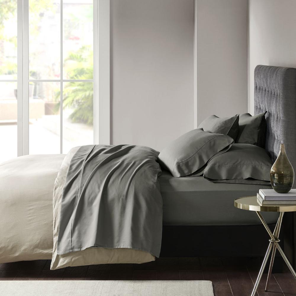800 Thread Count Cotton Blend Sateen Sheet Set, Charcoal color. Picture 4