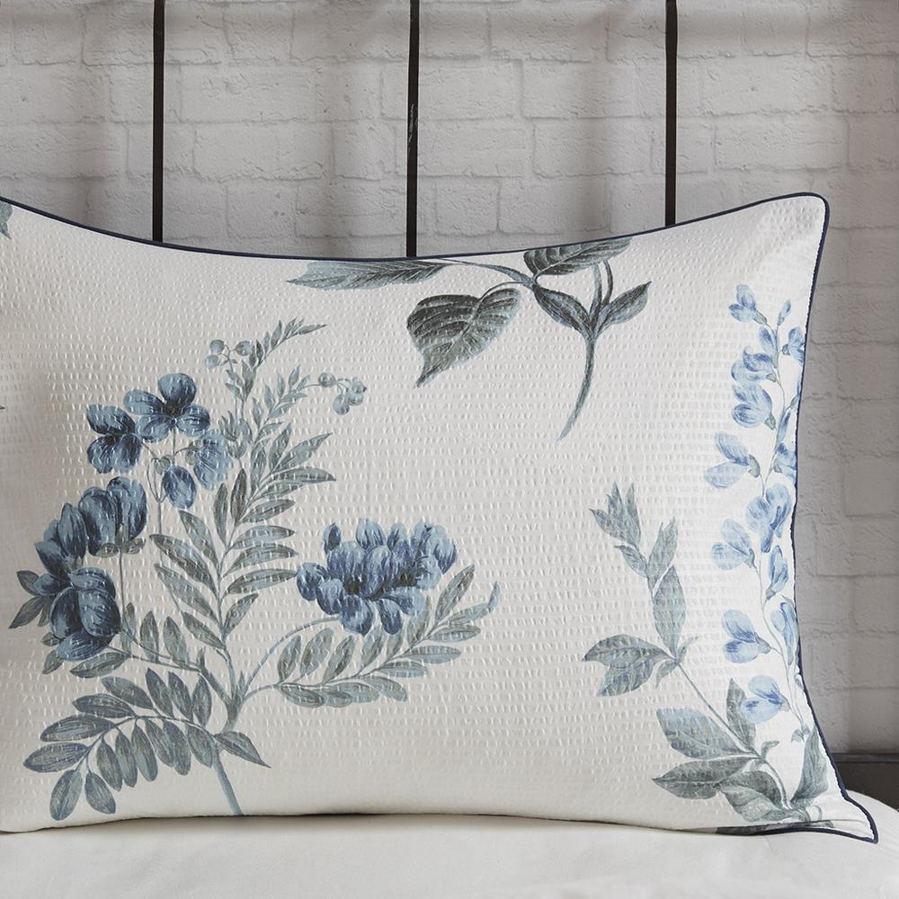 Floral Seersucker 7 Piece Comforter Set with Throw Blanket, Belen Kox. Picture 4