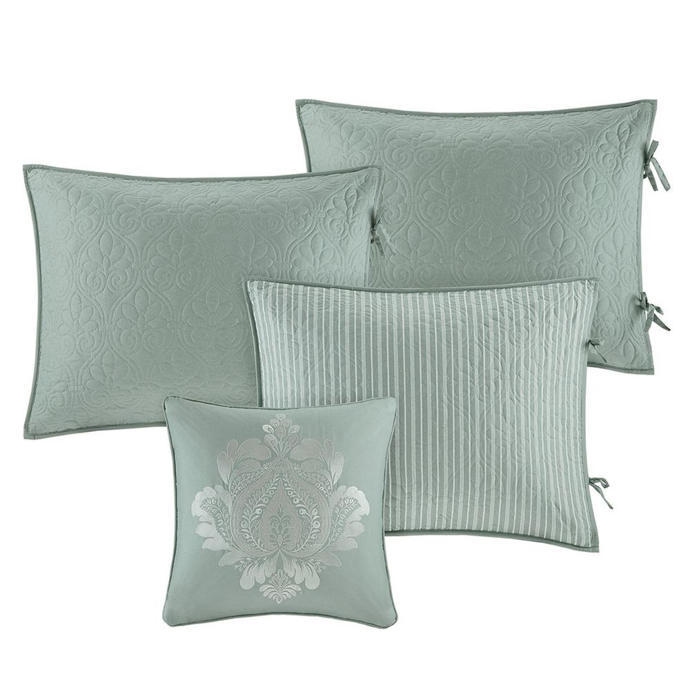 Quebec 6 Piece Reversible Daybed Cover Set, Seafoam color. Picture 1