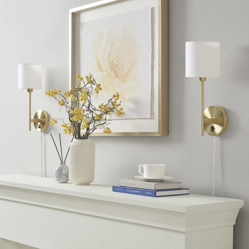 Metal Wall Sconce with Cylinder Shade, Set of 2. Picture 4