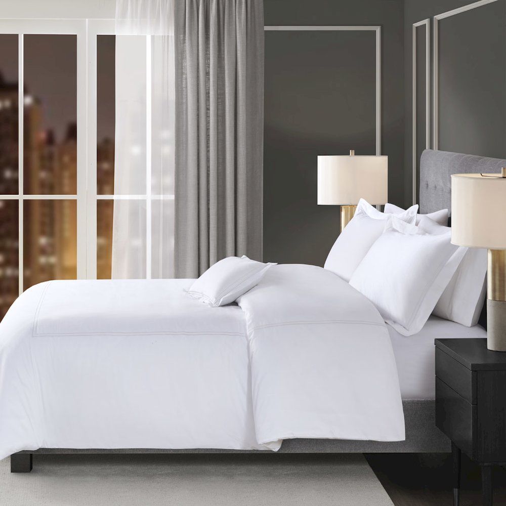 100% Cotton Sateen Embroidered Comforter Set. Picture 2