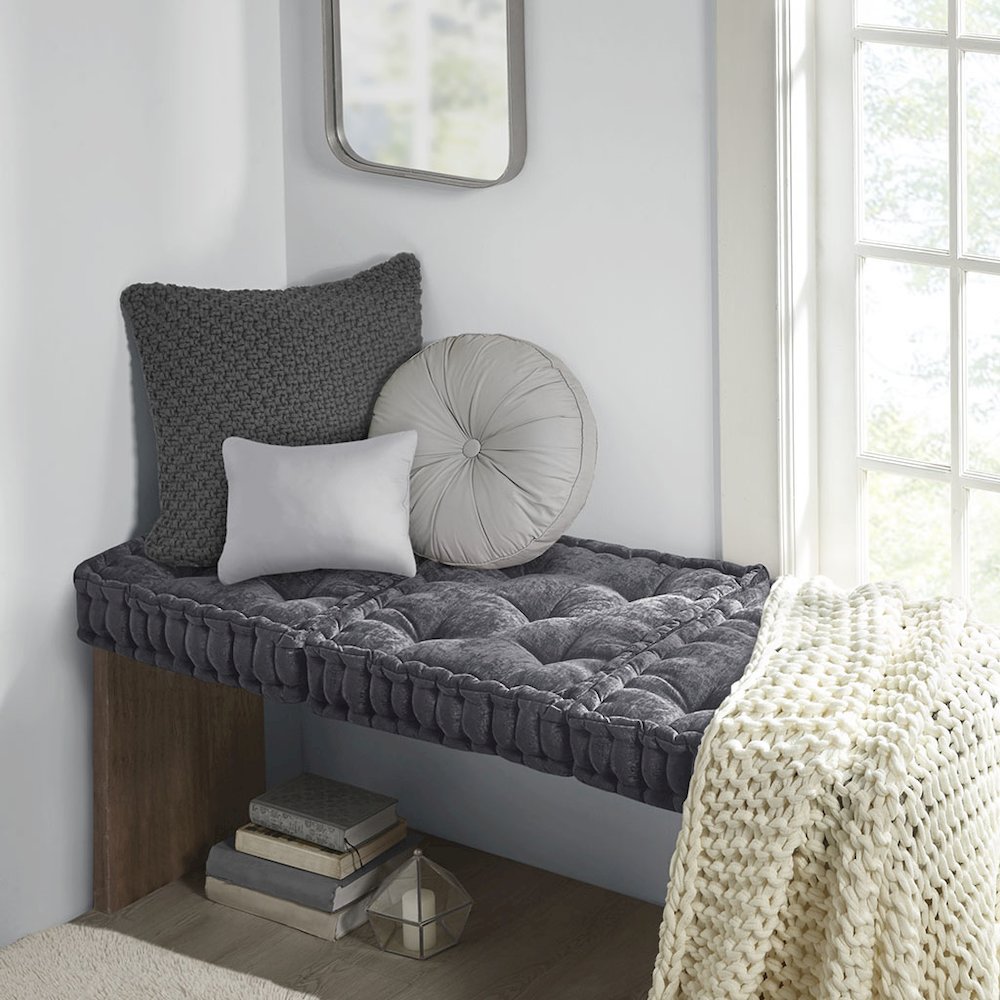 Poly Chenille Square Floor Pillow Cushion. Picture 1