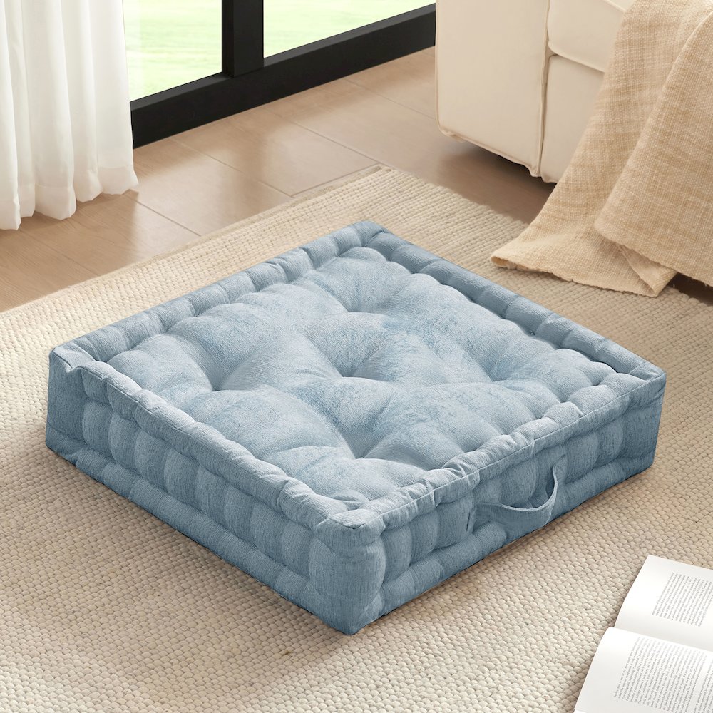 Poly Chenille Square Floor Pillow Cushion. Picture 1