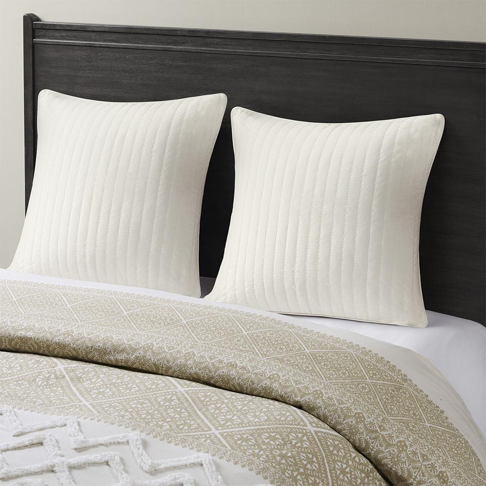 Camila Cotton Quilted Euro Sham, White color. Picture 1