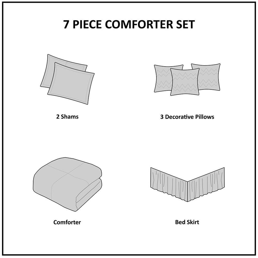 Laurel 7 Piece Tufted Comforter Set, White color. Picture 2