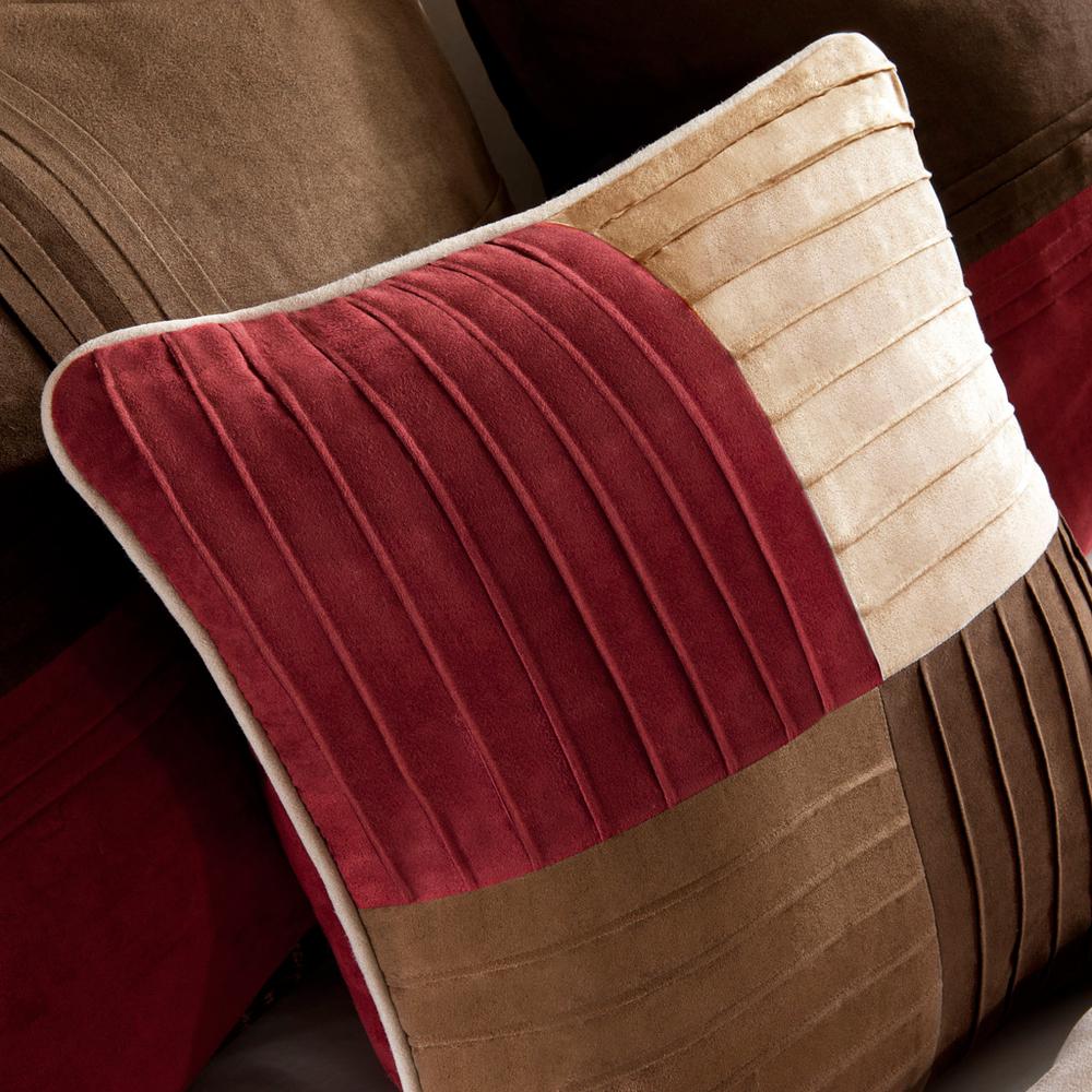 Jackson Blocks 7 Piece Microsuede Comforter Set, Red color. Picture 4