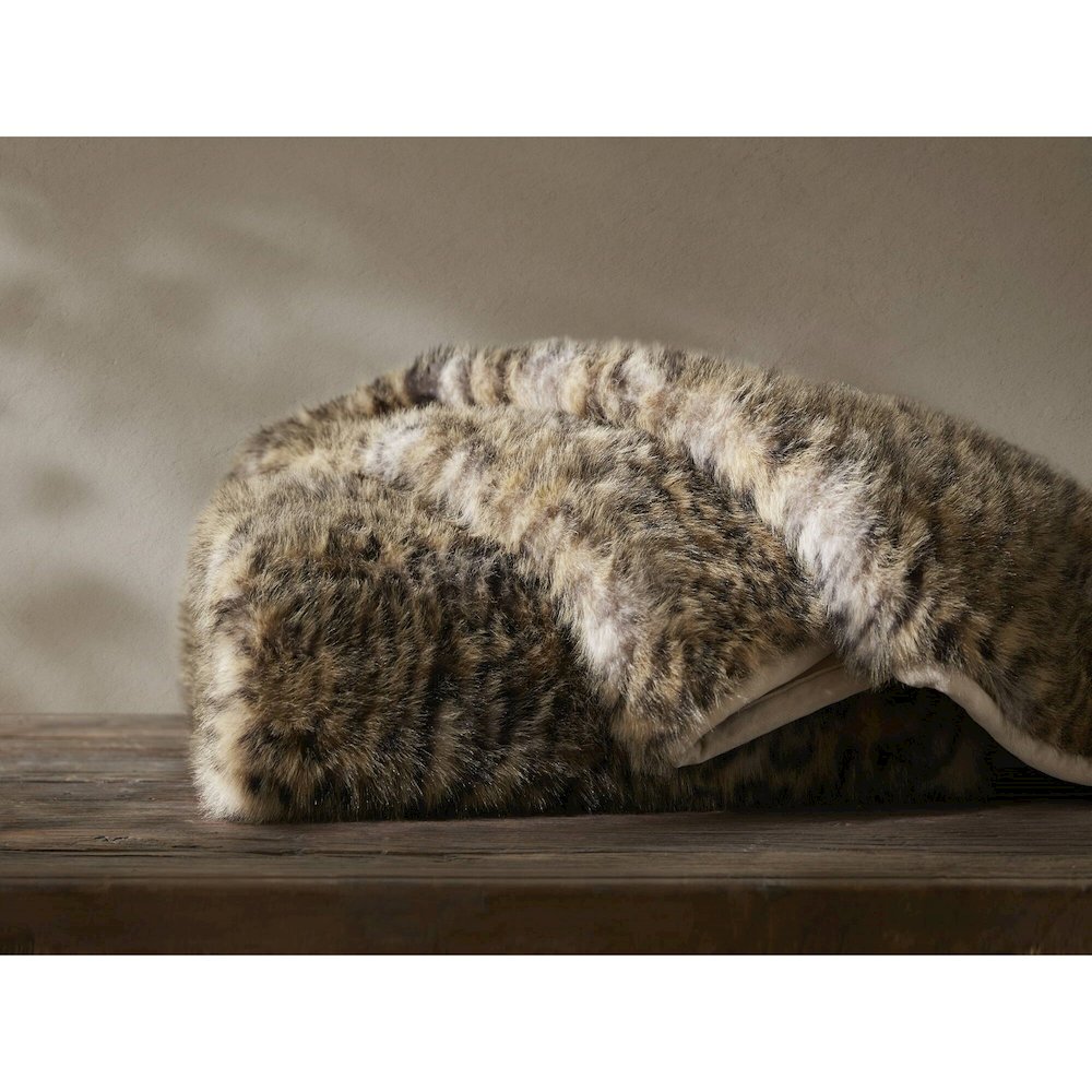 Botswana Animal Print Faux Fur Throw Blanket, Leopard color. Picture 1