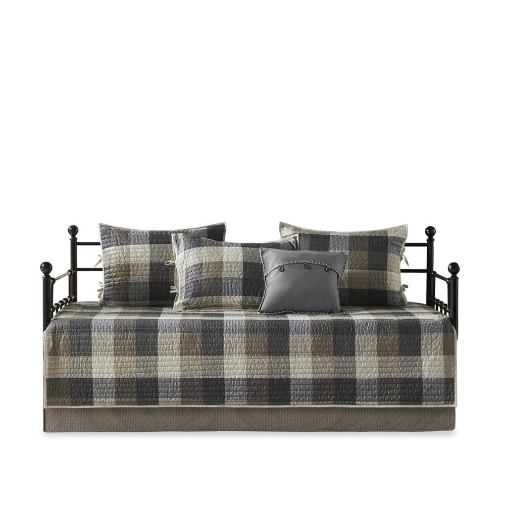 6 Piece Reversible Plaid Daybed Cover Set. Picture 1