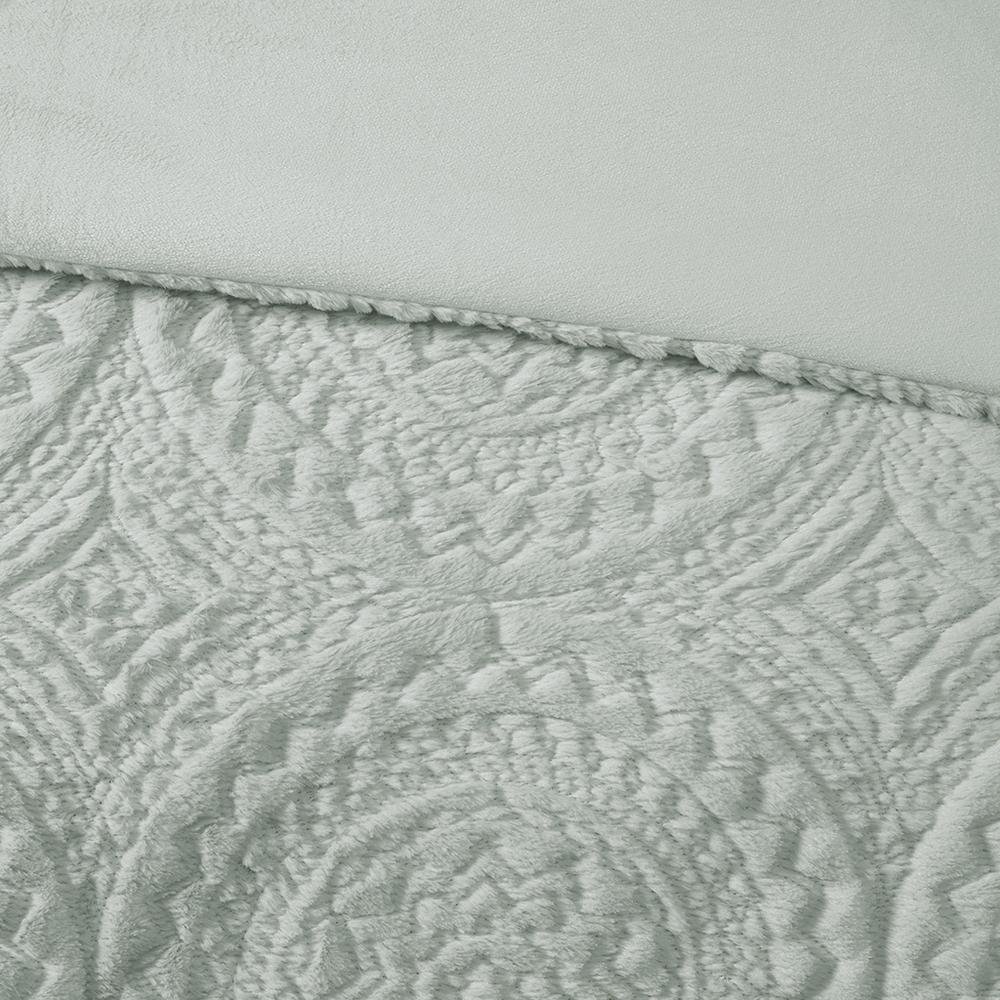 Embroidered Medallion Faux Fur Ultra Plush Comforter Mini Set. Picture 3