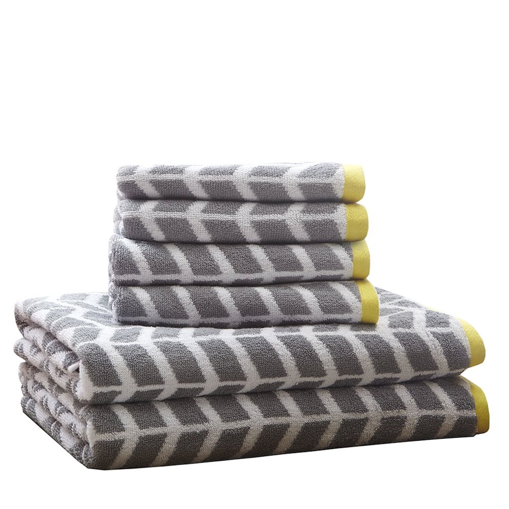 Cotton Jacquard Bath Towel 6 Piece Set. Picture 1