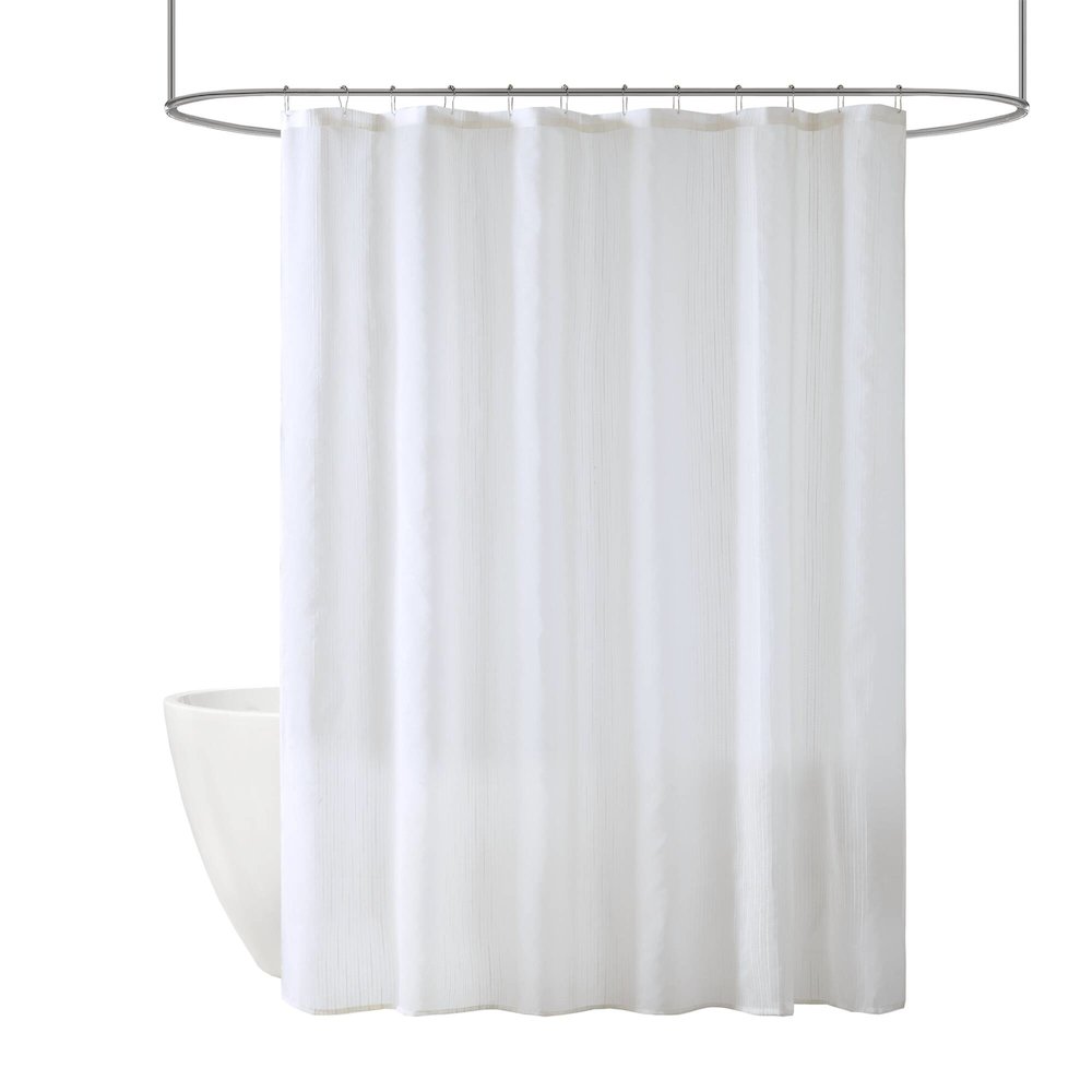 Anna Sheer Shower Curtain, White color. Picture 1
